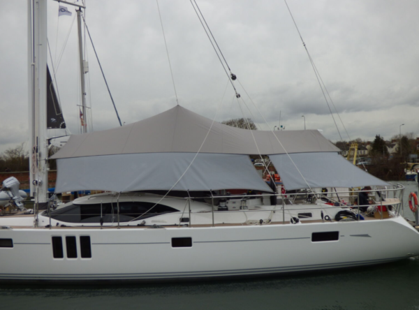 Peaked Overboom Awning & Mesh Side Panels