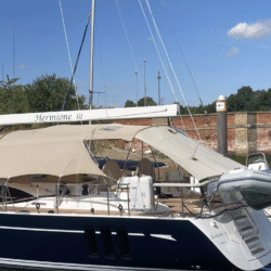 Oyster 565 Aft Deck Awning to Pushpit