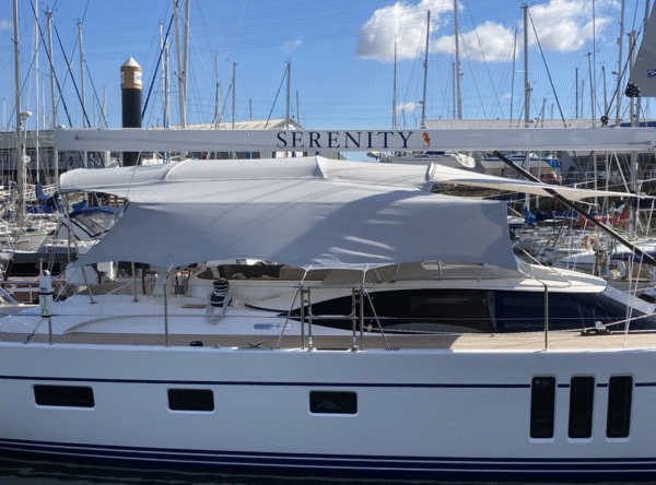 Bimini with Walk Under Sides for Oyster Yachts by Dolphin Sails.