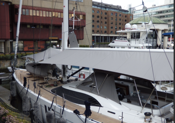 Oyster 885 Aft Overboom Peaked Tensile Awning - Image 2