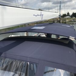 Oyster 565 Bimini with Boom Light Window, by Dolphin Sails