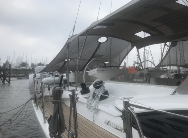 Aft Pushpit Mesh Awning for Oyster 495 by Dolphin Sails.