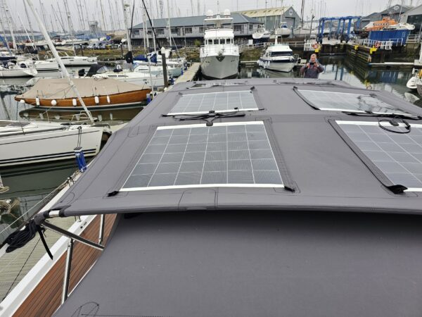 Oyster 495 Solar Panels to Bimini by Dolphin Sails