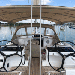 Inside Dolphin Sails Bimini for Oyster Yacht 595.